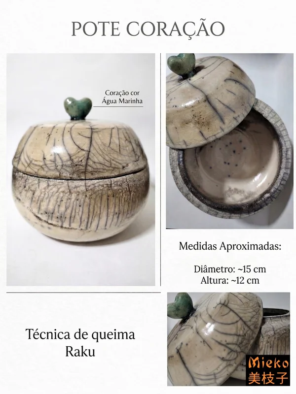 R$ 180 (PIX) R$ 200 (CARTÃO) Pote CoraçãO RAKU